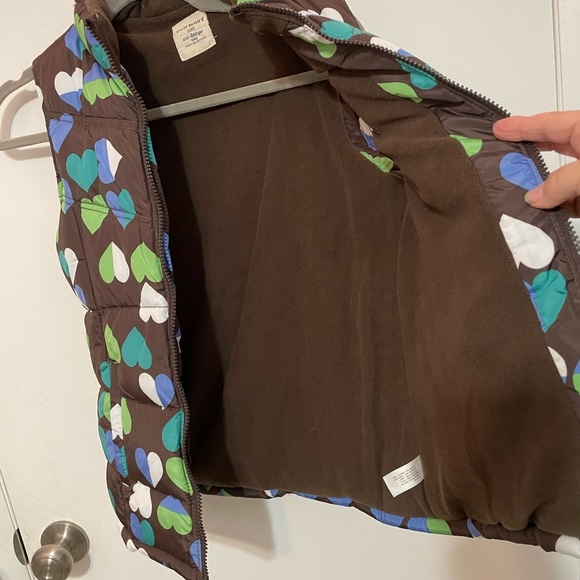 Old Navy Girls XXL 16 full zip Hearts print puffer Vest fleece lined new w tag - Picture 7 of 8